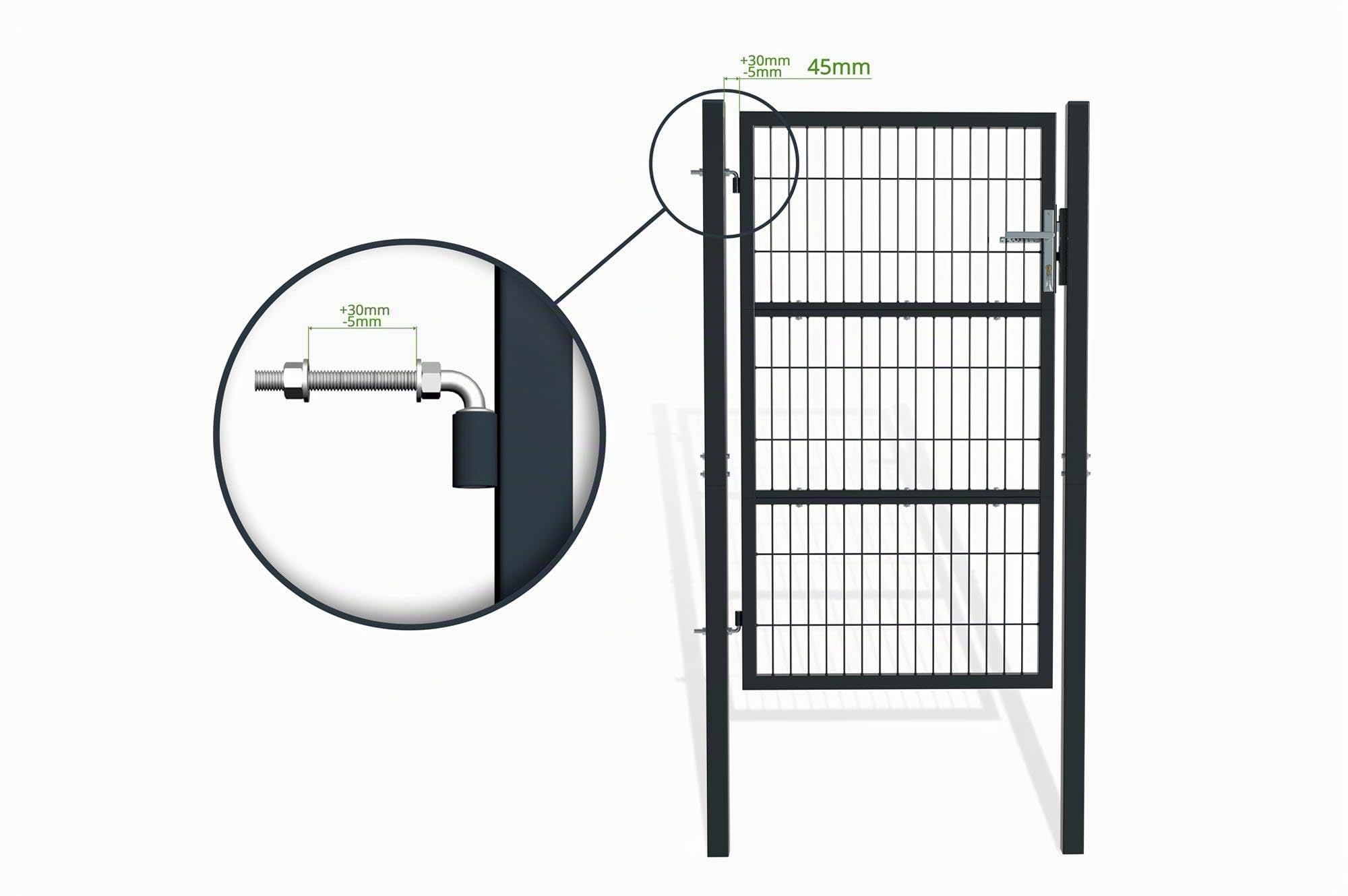 Casanoov - Portillon Grillagé RAZO Acier Galvanisé - 87 x 160 cm - 0,87 m x 1,6 m 1,39 m² - Gris Anthracite RAL 7016 - Mailles 50 x 200 mm - Poteaux Carrés 60 x 60 mm - Kit Complet