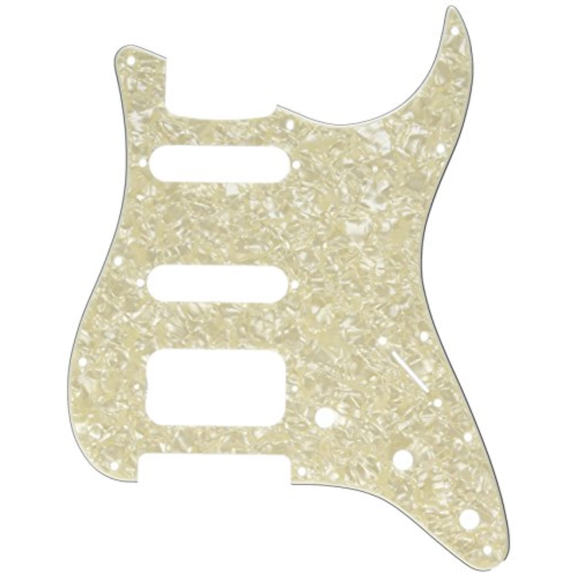 Fender Pickguard, Stratocaster® H/S/S, 11-Hole Mount, Aged White Moto, 4-Ply