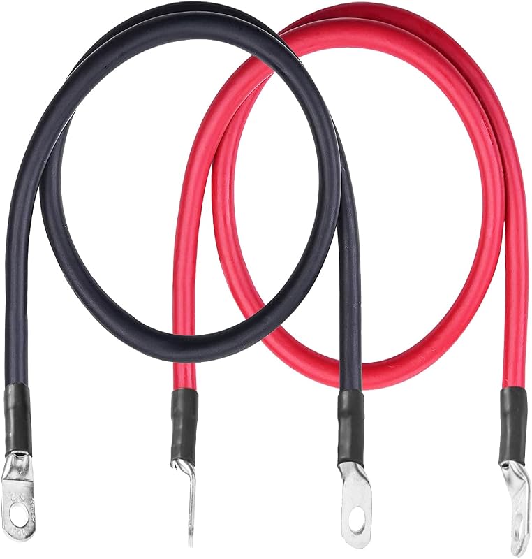 Cabo de bateria 5 AWG ROYFACC em cobre com terminais de 5/16 pol. – Par vermelho e preto de 50,8 cm
