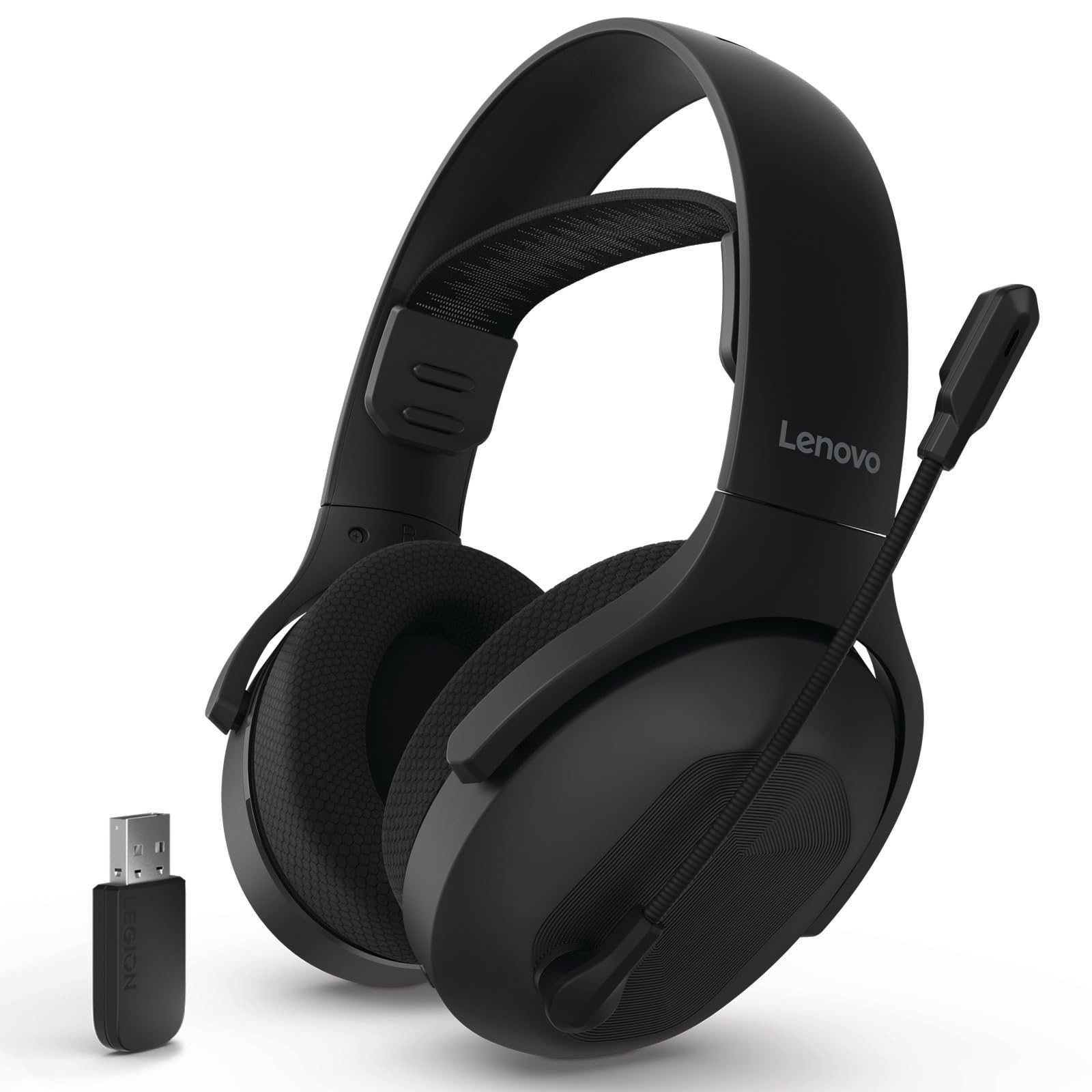Lenovo Legion H410 Wireless Gaming Headset, Bluetooth or 2.4 GHz USB-A Connection, Lightweight (304 Grams), Adjustable Headband, Flip to Mute Mic, Black-image-4