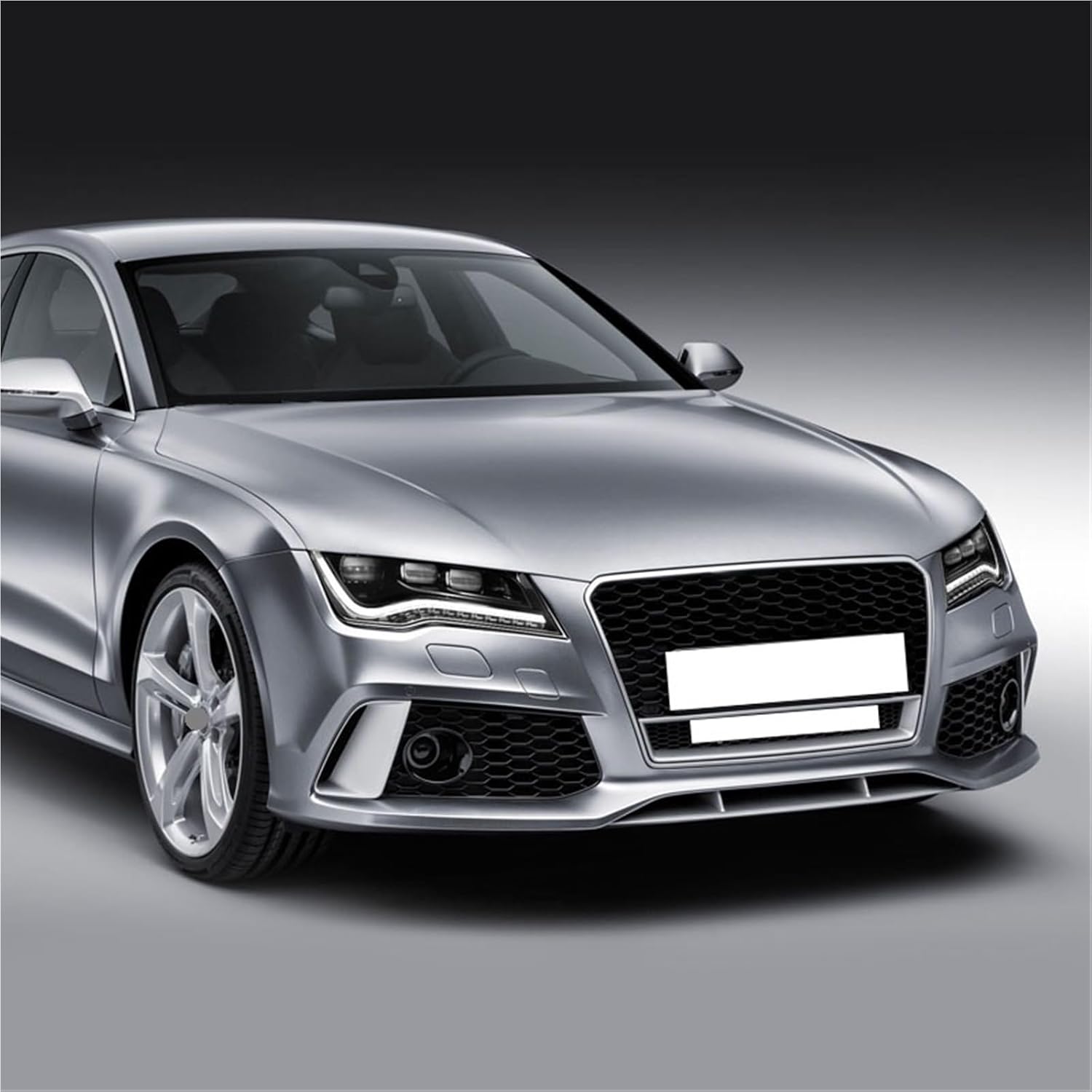 Car Front Lower Bumper Fog Light Grille Grill Cover Frame Silver Trim Only For Audi A6 A7 Upgraded To RS7 RS6(FRP and carbon fiber)