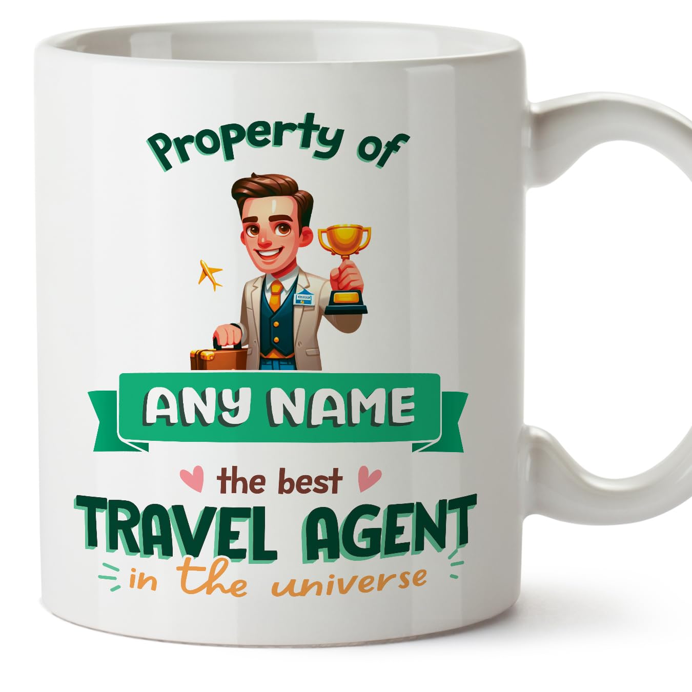 MUGFFINS Personalised Mug for Travel Agent Man - in English - Property of - Funny Custom Gift for Colleagues - Ceramic 11oz Mug