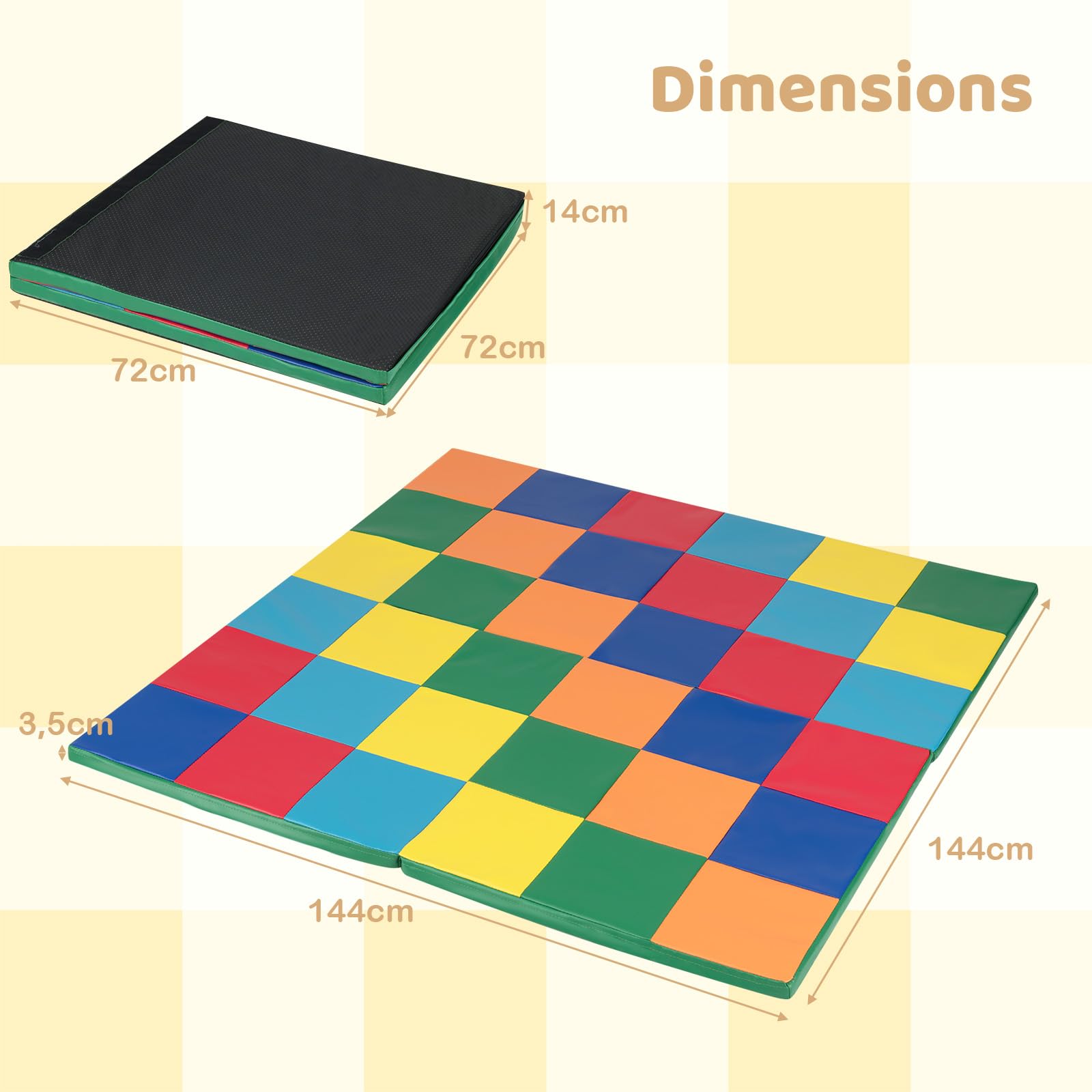GOPLUS Tapis Eveil Bebe Pliable et Reversible, 144 x 144 x 3,5 CM, Tapis de Jeux Bebe en Mousse Imperméable et Fond Antidérapant, Facile à Transporter, Idéal pour le Développement Garçon & Fille
