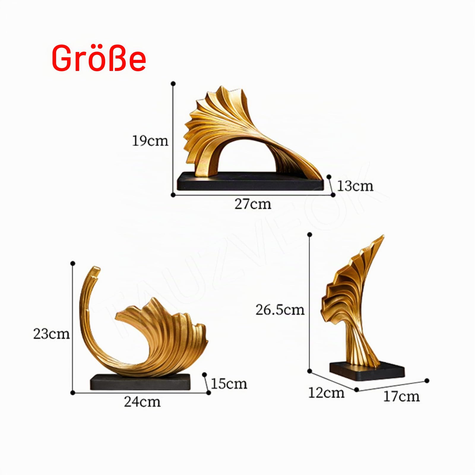 Modern Abstrakte deko skulptur, Ozeanwellen Handwerk Dekoration Wohnzimmer Statuen, für Schlafzimmer Tischdekoration Büro Wohnung skulpturen Deko, Harz,White d