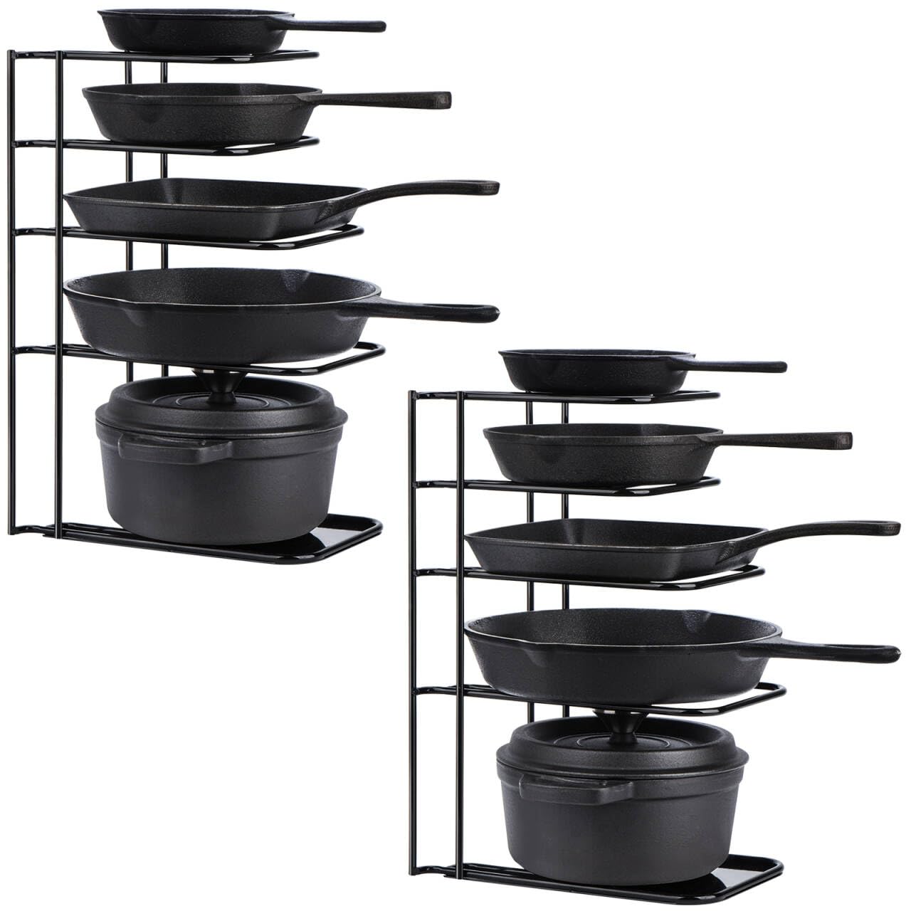 Toplife Heavy Duty Pan Organizer,Storgae Rack for Cast Iron Skillets 2 Pack