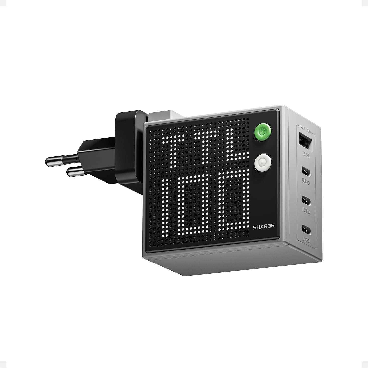 SHARGE Pixel 100 Chargeur USB-C 100W GaN 4 Ports avec Écran Intelligent