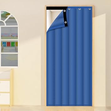 Winter Thermal Insulated Door Curtain, Sound Proof Curtains for Doorway, Windproof Waterproof Warm Cold Protection Color B5, Size W95cm*H205cm