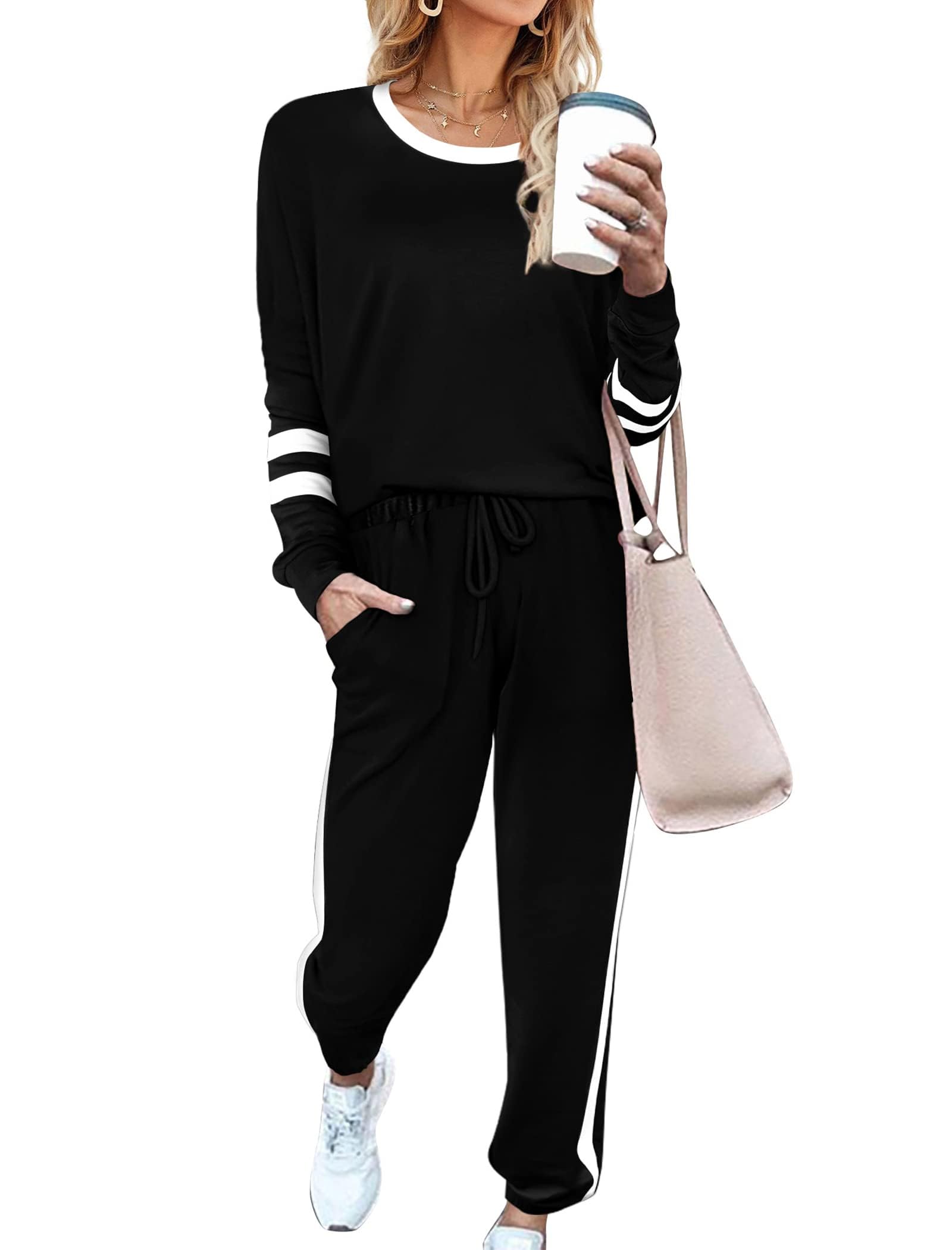 Desol Trainingspak voor dames, tweedelig joggingpak, ronde hals, lange mouwen, bovenstuk, joggingbroek, winter, herfst, outfit, training & loungeset voor sport, thuis en vrije tijd, grijs, S