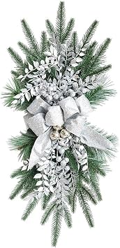 Christmas Wreath, Inverted Wreath, Hanging Ornament, For Entryways, Doors, Wall Decoration, Room Decoration, Christmas, Stair Decoration Silver