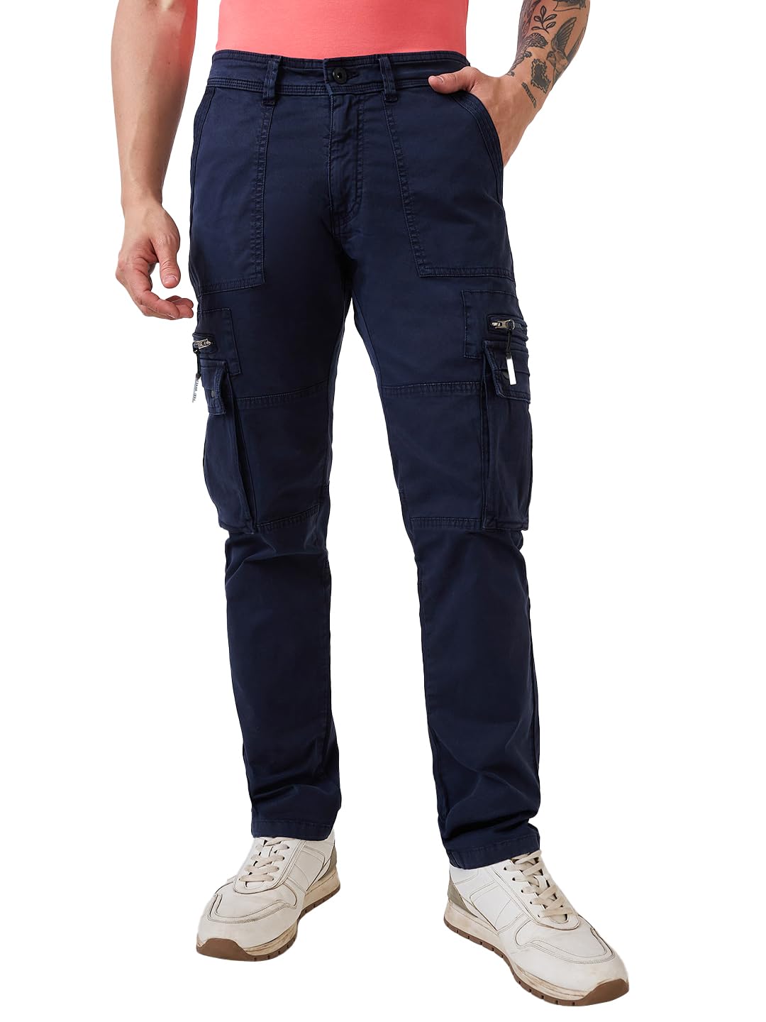 spykar Men's Gray Straight Fit Mid Rise Casual Cargo (Size:)--picture-35