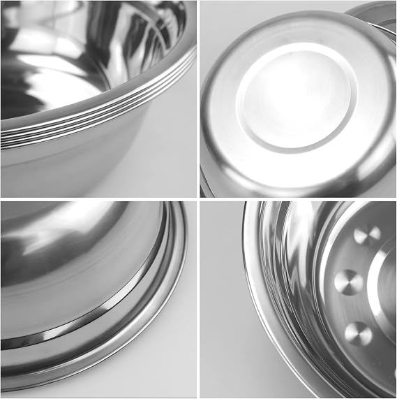 Stainless Steel Mixing Bowls for Kitchen, 4 Pack 8.6 Mixing Bowls Set, Stackable Bowl for Baking Serving Cooking Food Prep Storage