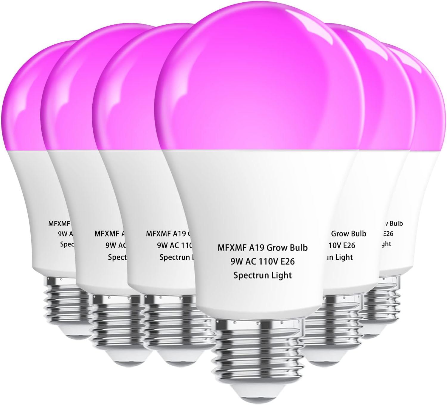 6 Pack LED Indoor Plant Grow Light Bulb A19 Bulb, Full Spectrum Plant Light Bulb, 9W E26 Grow Bulb Replace up to 100W, Grow Light for Indoor Plants, Flowers, Greenhouse, Indore Garden, Hydroponic