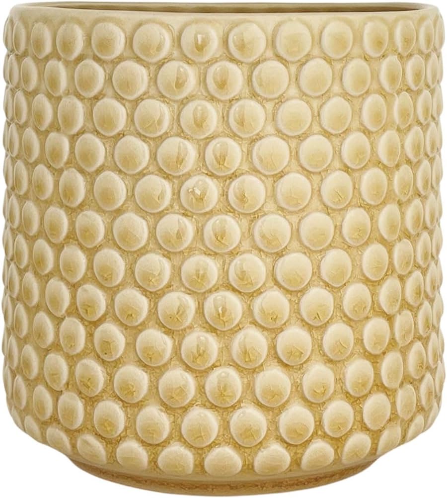 Nordring Stoneware Flower Pot – 5’’ Sky Blue Planter with Polka Dots – Modern Ceramic Pot with Crackle Glaze – No Drainage Holes – Holds 4’’ Indoor Plant