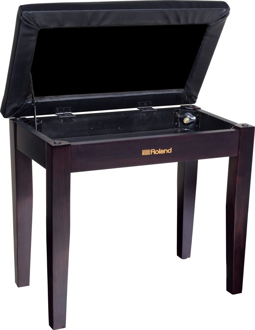 Roland Klavierbank in schwarzem Satin-Finish mit Vinyl-Sitz und Aufbewahrungsfach für Partituren – RPB-100BK