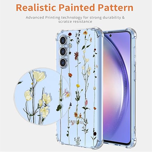 Miniatura 3 de GTBDEKI Funda para Galaxy A54 5G, Samsung A54 5G SM-A546U con protector de pantalla, funda transparente con patrones de jardín de flores, funda