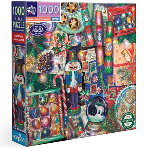 eeBoo - Décorations de Noël – Puzzle Adulte 1000 pièces - Plongez dans la Magie de Noël - Dimensions 58,4 x 58,4 cm
