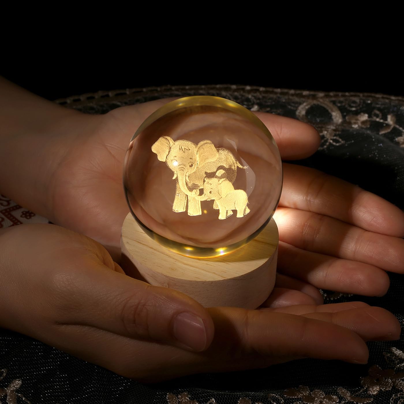 AWARDSEN Elephant Crystal Ball Elephant Gifts for Women Mum Gifts for Birthday Mothers Day Gifts from Daughter Son Elephant Ornament Animals Ornaments Glass Paperweights - Image 3