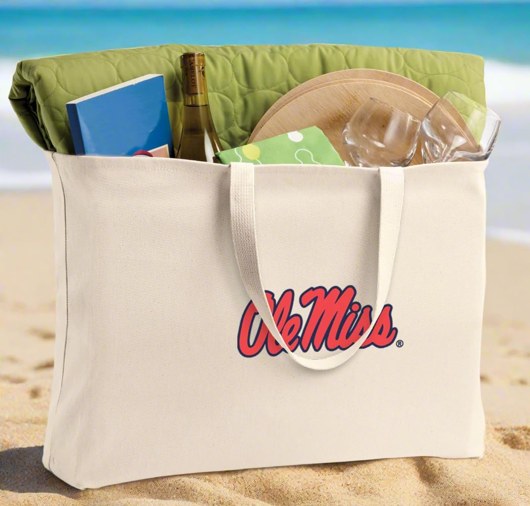 Broad Bay JUMBO Ole Miss Tote Bag or Large Canvas University of Mississippi Shopping Bag
