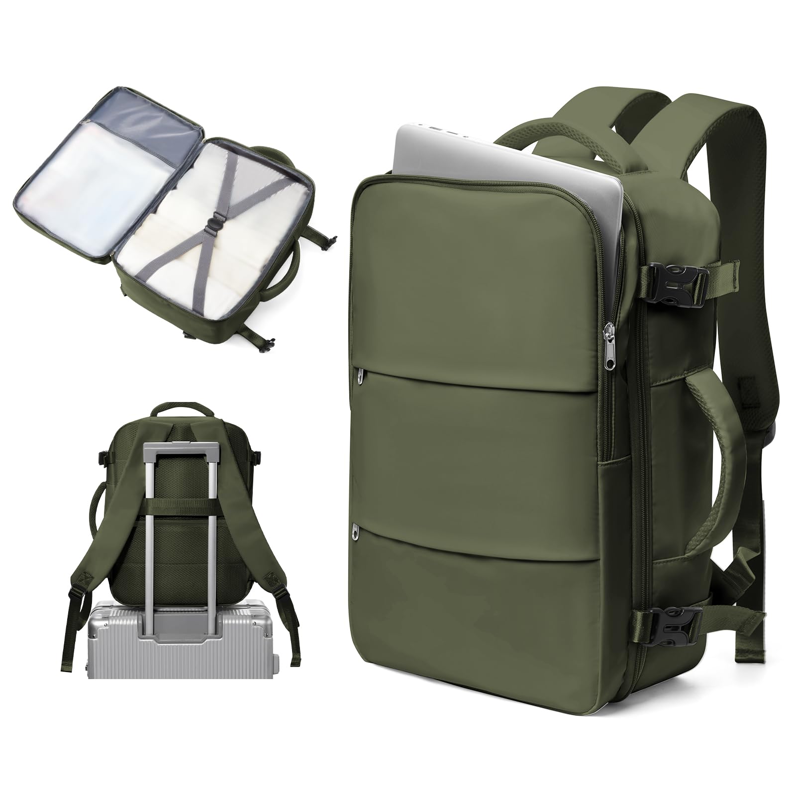 Cabin Bags for Travel, Underseat Carry on Hand Luggage Backpack for Women Airplane Approved Travel Backpack Personal Item Travel Bag 14 inch Laptop Backpack for Business Casual Work Beige — view 21