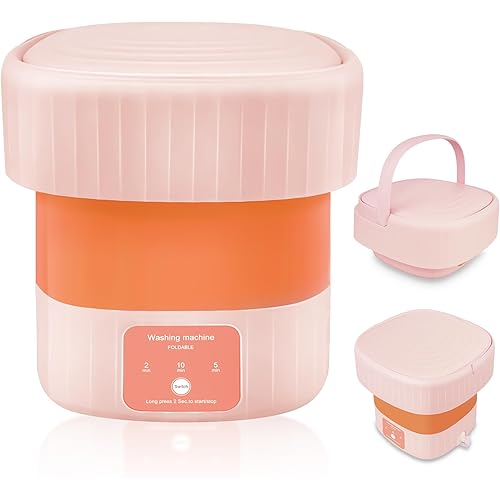 Portable Washing Machine,Mini Washing Machine for Baby Clothes Underwear or Small Items, Foldable Mini Washing Machine with 3 Modes for Apartments, Dorms, and Travel - Pink