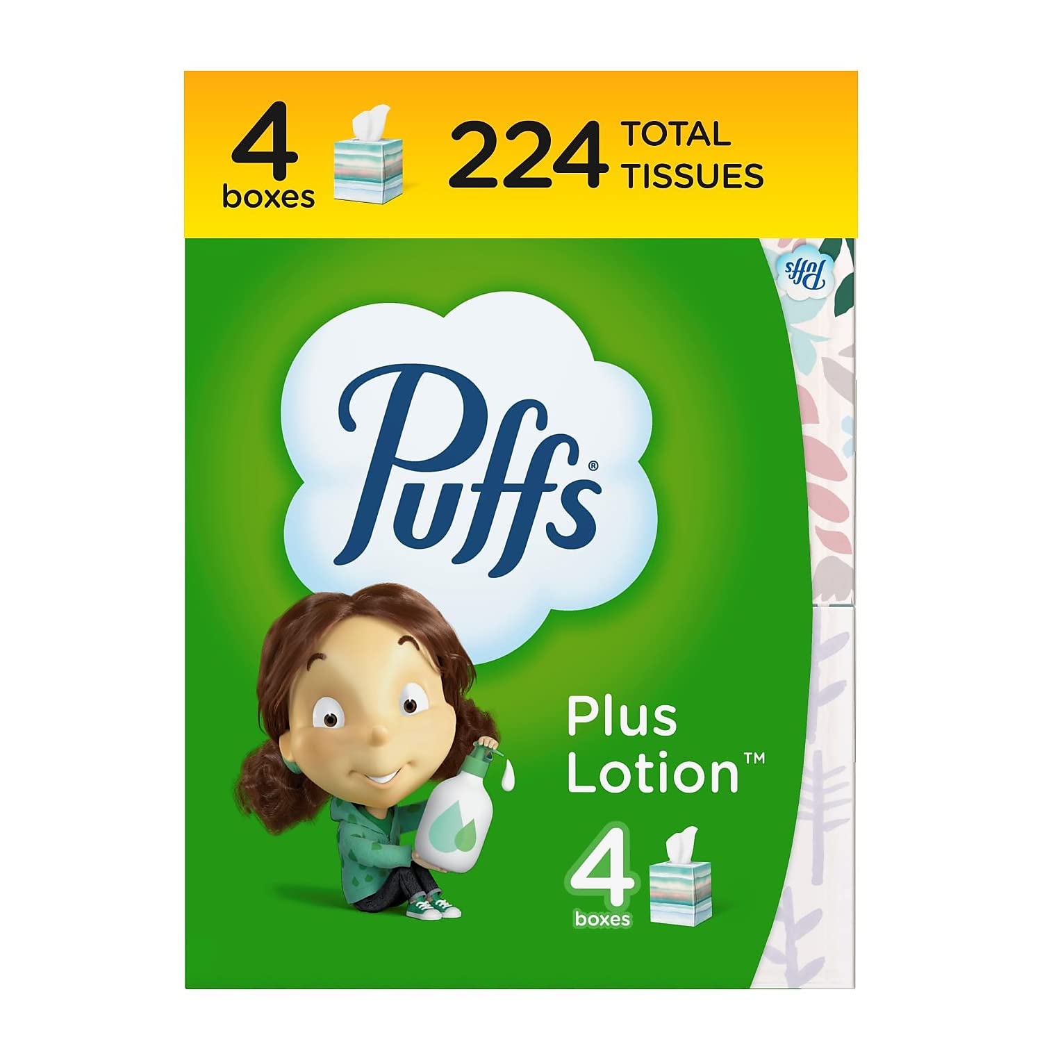 Puffs 34899CT Plus Lotion Facial Tissue, White, 1-Ply, 8 1/5-Inch x 8 2/5-Inch, 56/Box, 24/Carton