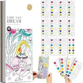 Pocket Watercolor Painting Book for Kids Ages 3-14, Paint with Water Books for Toddler, Travel Watercolor Painting Book, Watercolor Bookmarks to Paint, Art Craft Gift for Drawing(Fairy Tale Dream)