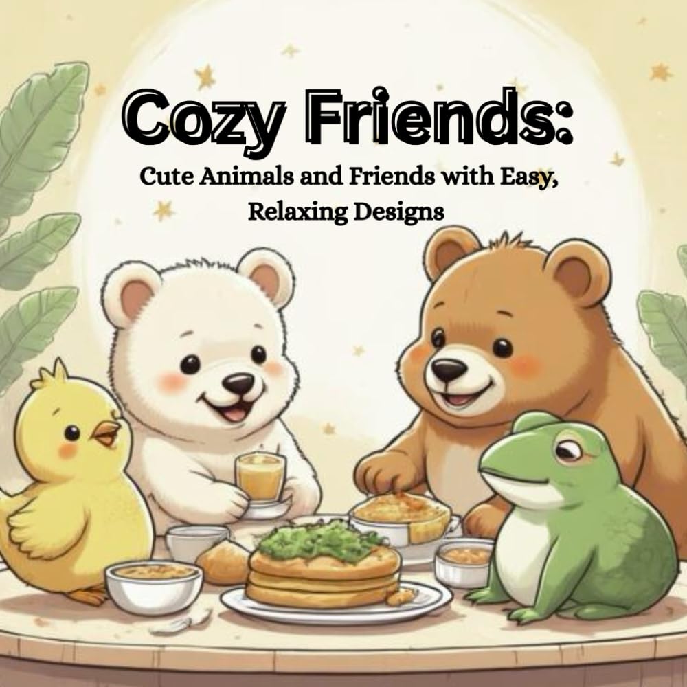Cozy Friends:: An Adult & Teen Coloring Book Featuring Cute Animals and Friends with Easy, Relaxing Designs