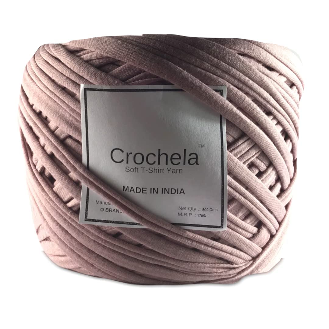 Crochela Cotton-Polyester T-Shirt Yarn for Crochet/Knitting (Weight : 500 Grams | Length : 100 Meters) (Mauve)