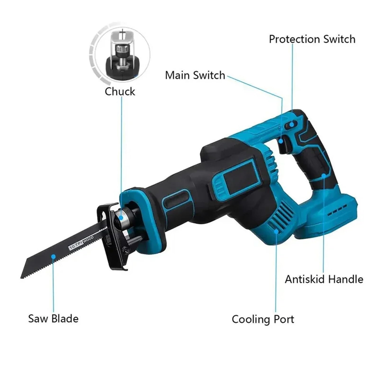 Seghe circolari, Seghetto alternativo a batteria for il taglio di legno e metallo con 4 lame compatibili,per legno, plastica, metallo tenero(1battery)