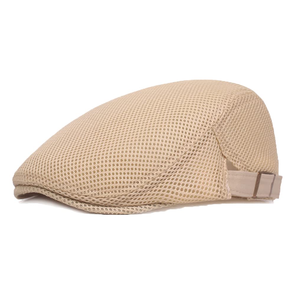 YAMEE Berretto Piatto da Uomo Estivi in Rete,Cappello Flat cap Newsboy Vintage,Berretto da Strillone Estivo Traspirante,Coppola Uomo Estiva (Circonferenza della Testa: 56-60 cm)