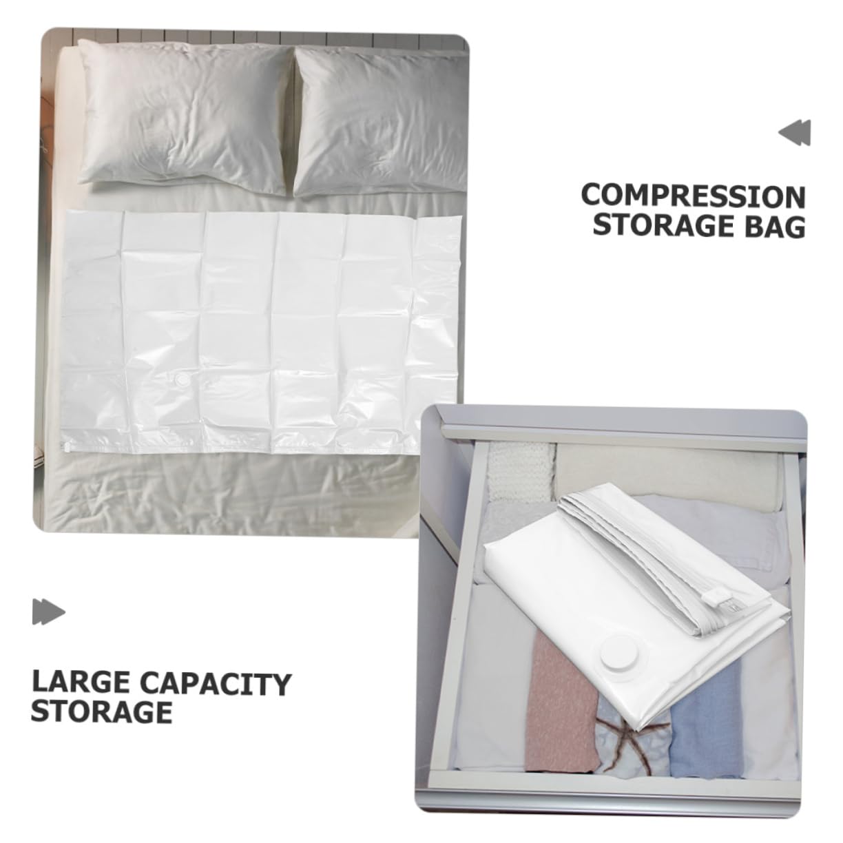 Vaguelly Bolsa Vacio Colchon, 2 Bolsas de Compresión al Vacío Reutilizables para Colchones y Ropa, Gran Capacidad, Pa y Pe, Adecuado para Mudanzas y Sótanos