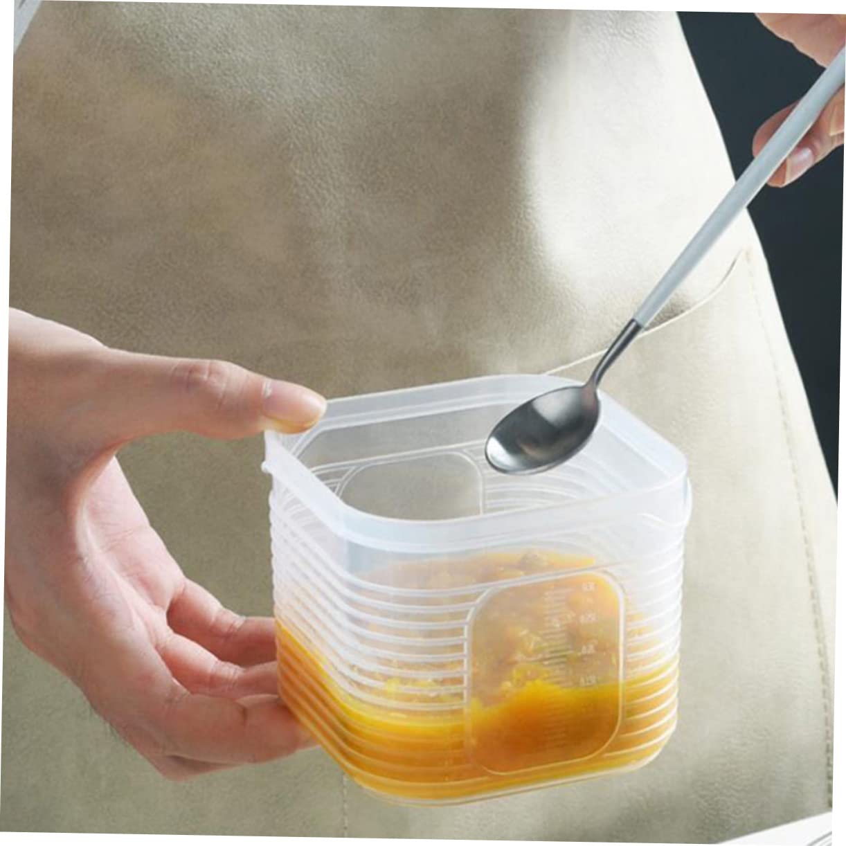 Zerodeko Set 7 Pezzi Contenitori Alimentari Quadrati in Plastica | Bianco, Coperchi Inclusi, Freezer Safe e Microonde, Struttura Visibile per Frutta e Verdura