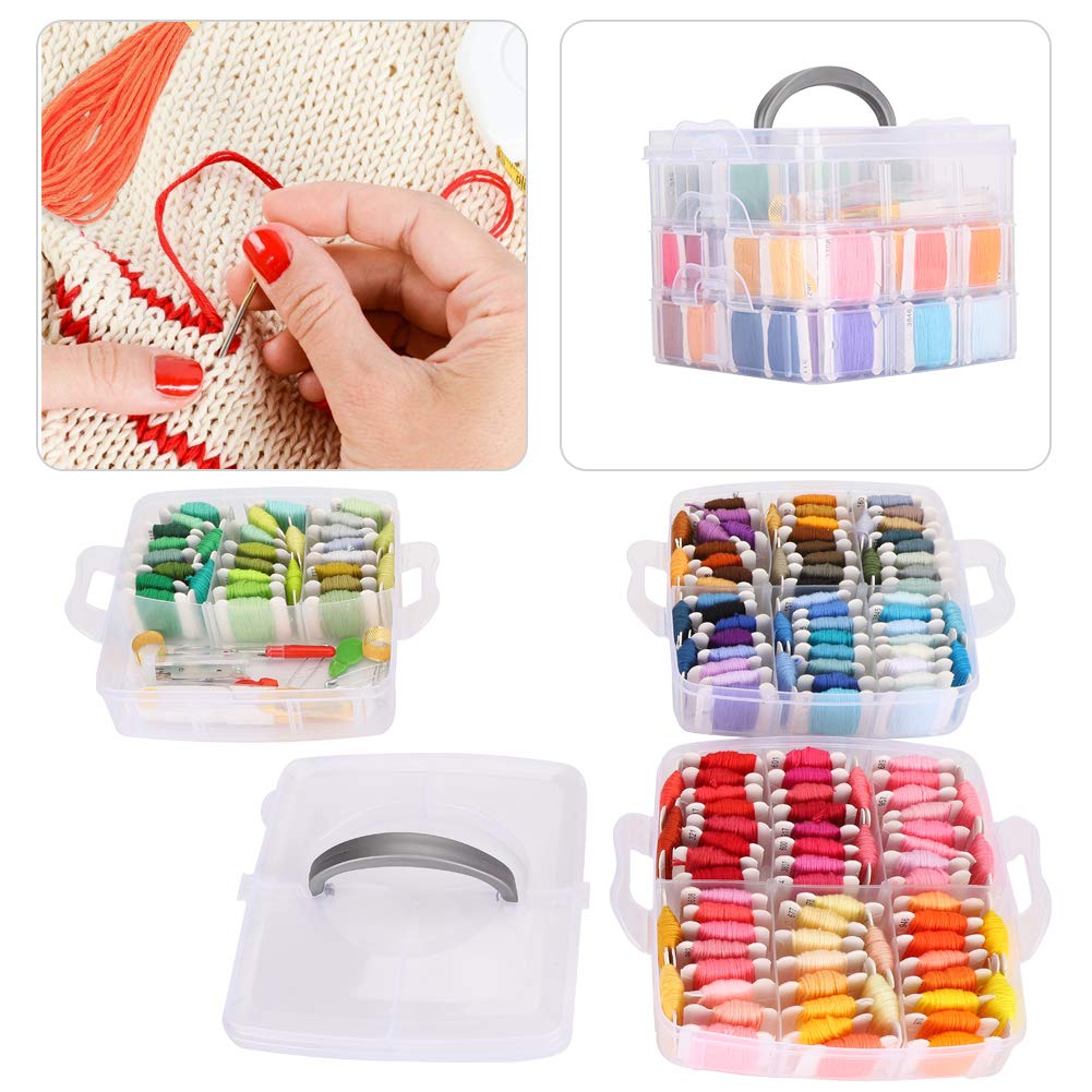 HEEPDD Kits de Hilo de Bordar, Juego de Punto de Cruz de Hilo de Algodón con Caja Organizadora, Bueno para Manualidades y Pulseras de la Amistad