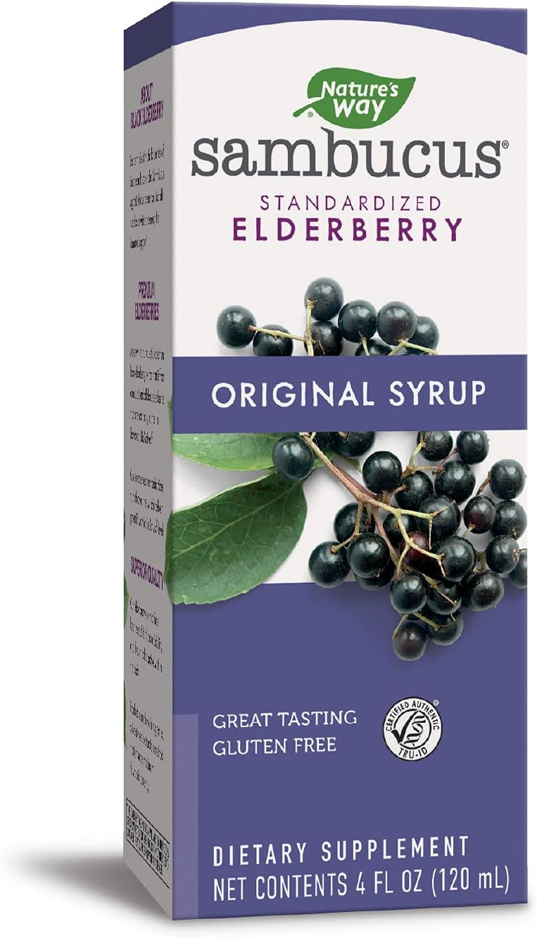 Nature's Way Sambucus Original Elderberry Syrup, Black Elderberry Extract, Traditional Immune Support*, Delicious Berry Flavor, 4 Fl Oz.