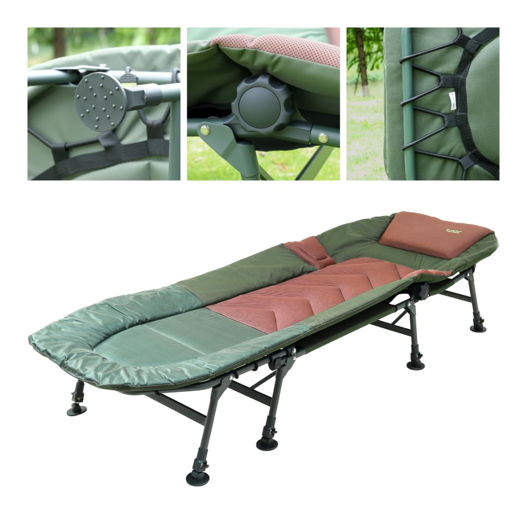 MK-Angelsport Karpfenliege 8-Bein bis 150kg belastbar - Angelliege Fischerliege Angelbett Bedchair Gartenliege Liege Modell 2026