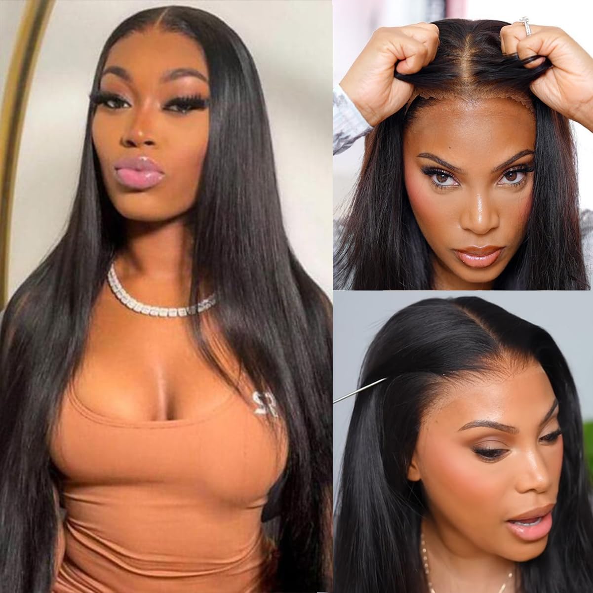 Bye Bye Knots 26 Inch Wear and Go Glueless Wig Human Hair Pre Plucked Pre Cut 180 Density 5x5 Straight Lace Front Human Hair Wig for Black Women Ready to Wear Wigs Natural Color