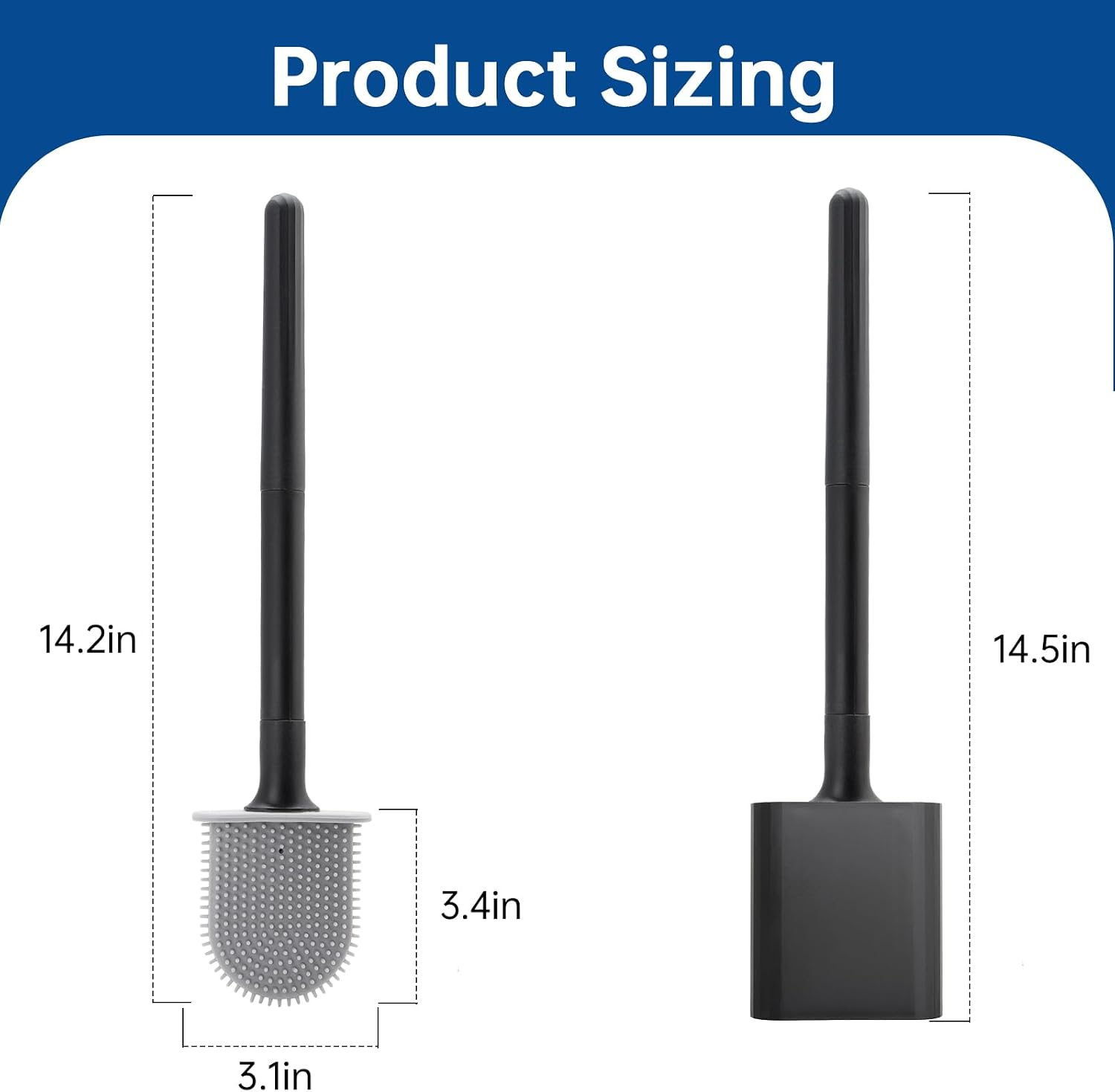 RV Essentials, RV Toilet Brush, Toilet Brush Silicone Won't Damage Toilets, Wall Mounted Toilet Brush Black-Anti-Roll, Anti-Drip Design, Suitable for RV Travel Trailers and Campers