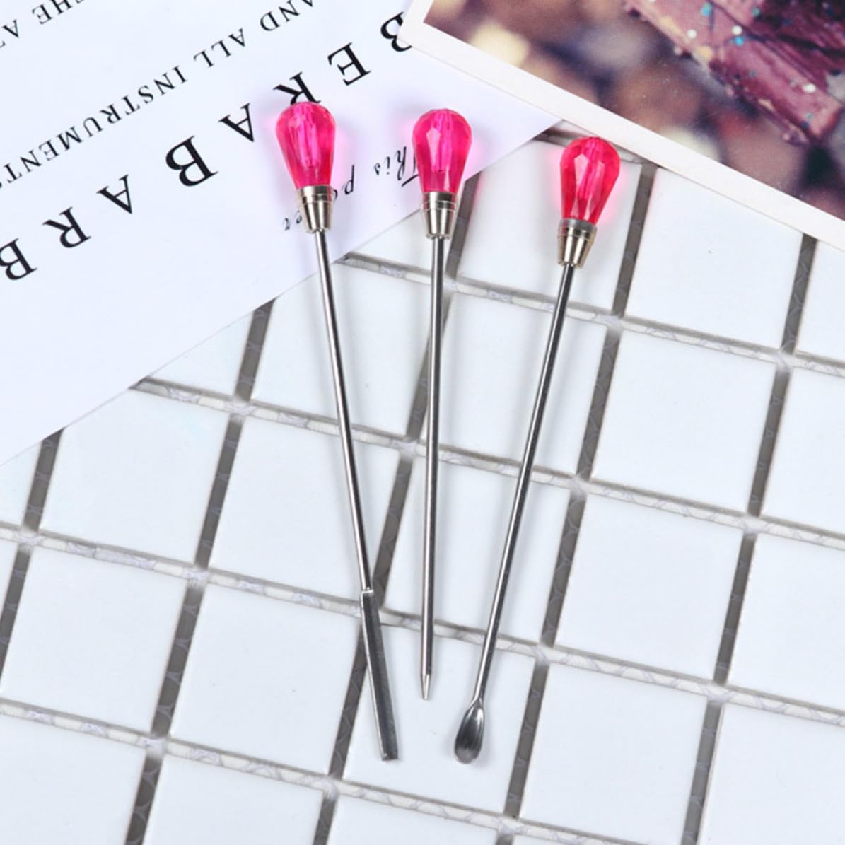 2pcs Alloy Nail Stirring Rod Dotting Pen for Polish and Decorations