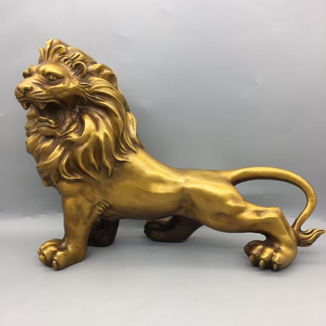 Dytartzx Pure bronze lion statue of The King of Beasts family life decoration
