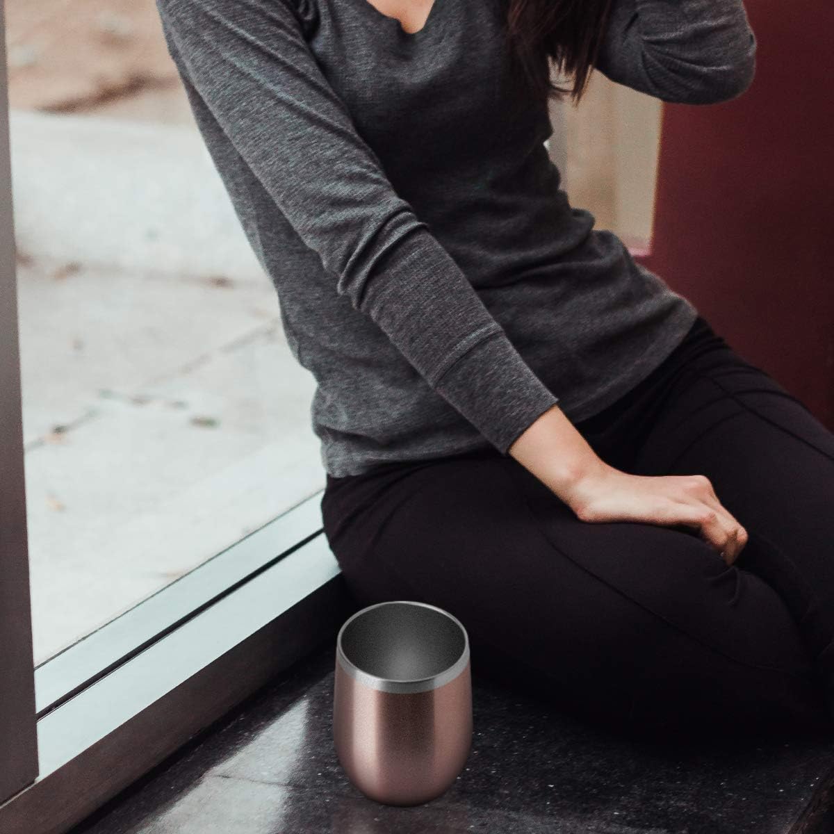 HASLE OUTFITTERS 12oz Wine Tumbler with Lid Stemless Wine Glasses Double Wall Vacuum Travel Mugs stainless steel Coffee Cup for Cold & Hot Drinks Wine Coffee Cocktails Beer 12 Pack Rose Gold - Image 7