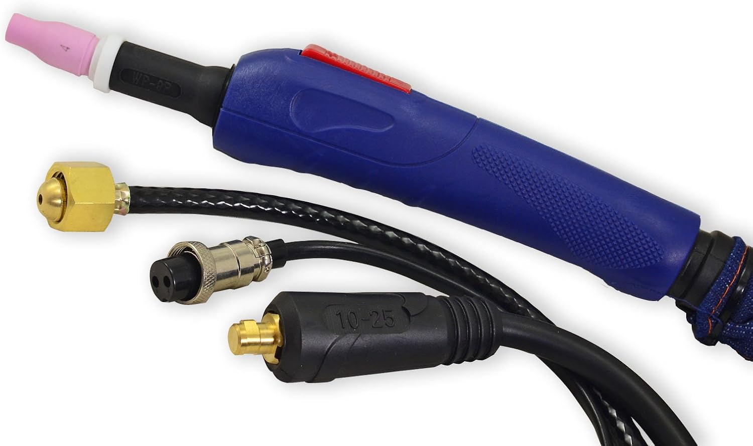 RIVERWELD WP-9P SR-9P TIG Welding Torch Completed Machine Straight Pencil Head Air-Cooled 125Amp Electric Cable Wire 10mm2 Connector M16x1.5 2pins CK10-25mm 3.8Meters 12Feet