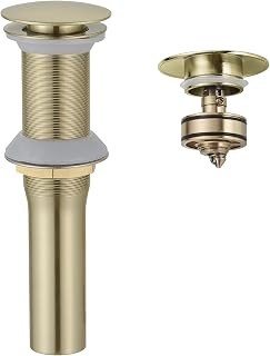 BWE Bathroom Vessel Sink Drain Stopper, No Overflow, Brushed Gold