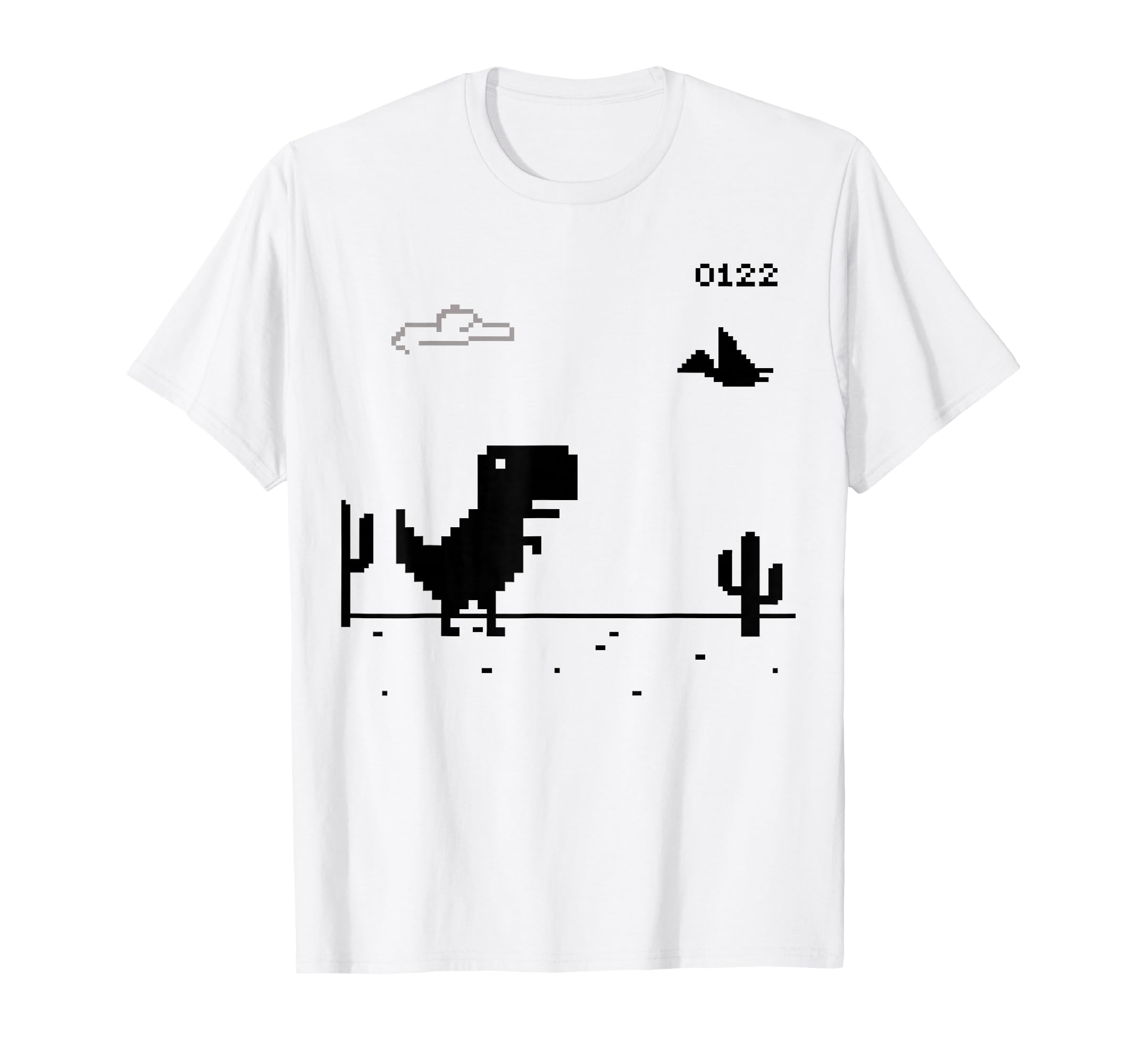 Dino T-Rex Dinosaur Pixel Game No Internet offline Funny Men T-Shirt