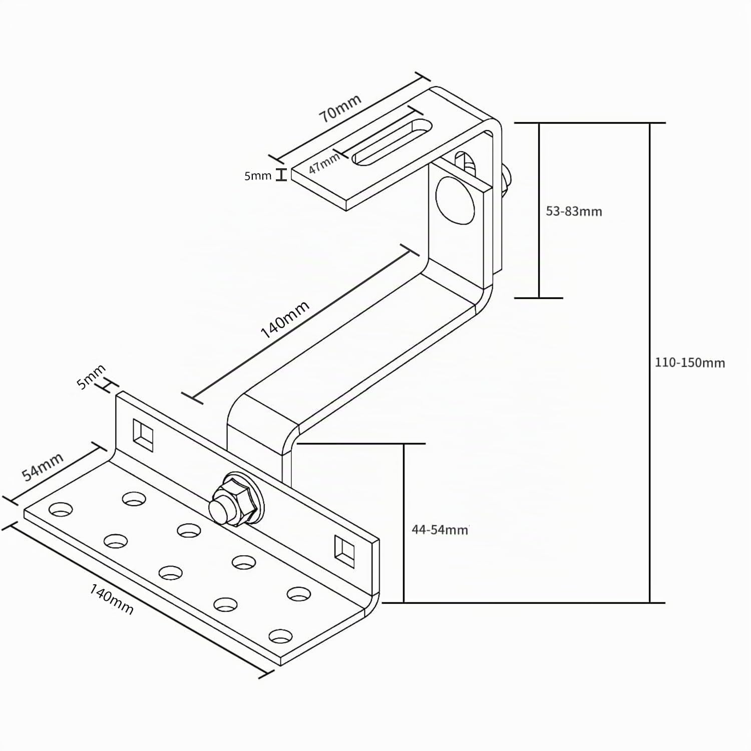 Lot de 8 crochets de toit A2 réglables sur 3 positions A2 en acier inoxydable V2A PV photovoltaïque - Montage solaire - Support de toit