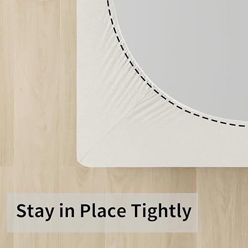 Miniatura 4 de Easy-Going Funda de somier, tamaño Queen, elástica en 4 direcciones, suave y elástica, con banda envolvente de 4 lados, color marfil