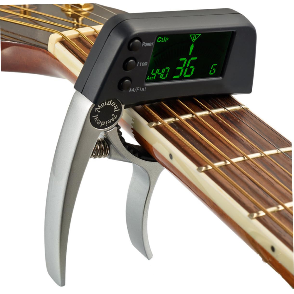2piezas Sintonizador Digital y Para Guitarra Ukelele Clip Pantalla Lcd y Diseño Elegante Plata