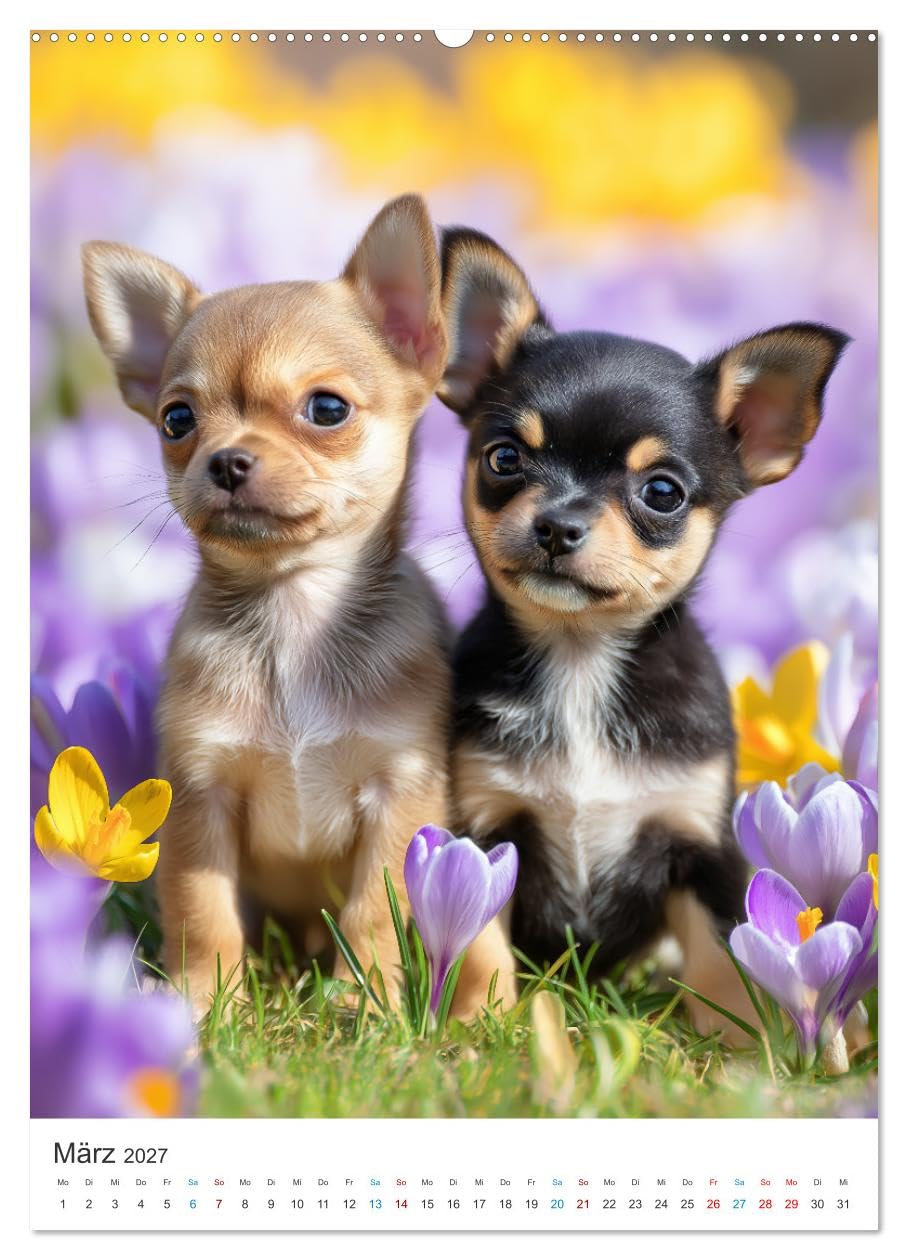 Kleine Pfoten, großes Glück (Wandkalender 2027 DIN A2 hoch), CALVENDO Monatskalender: Dieser Chihuahua-Kalender zeigt die süßesten Fellnasen in ... herzerwärmenden Momenten. (CALVENDO Tiere)