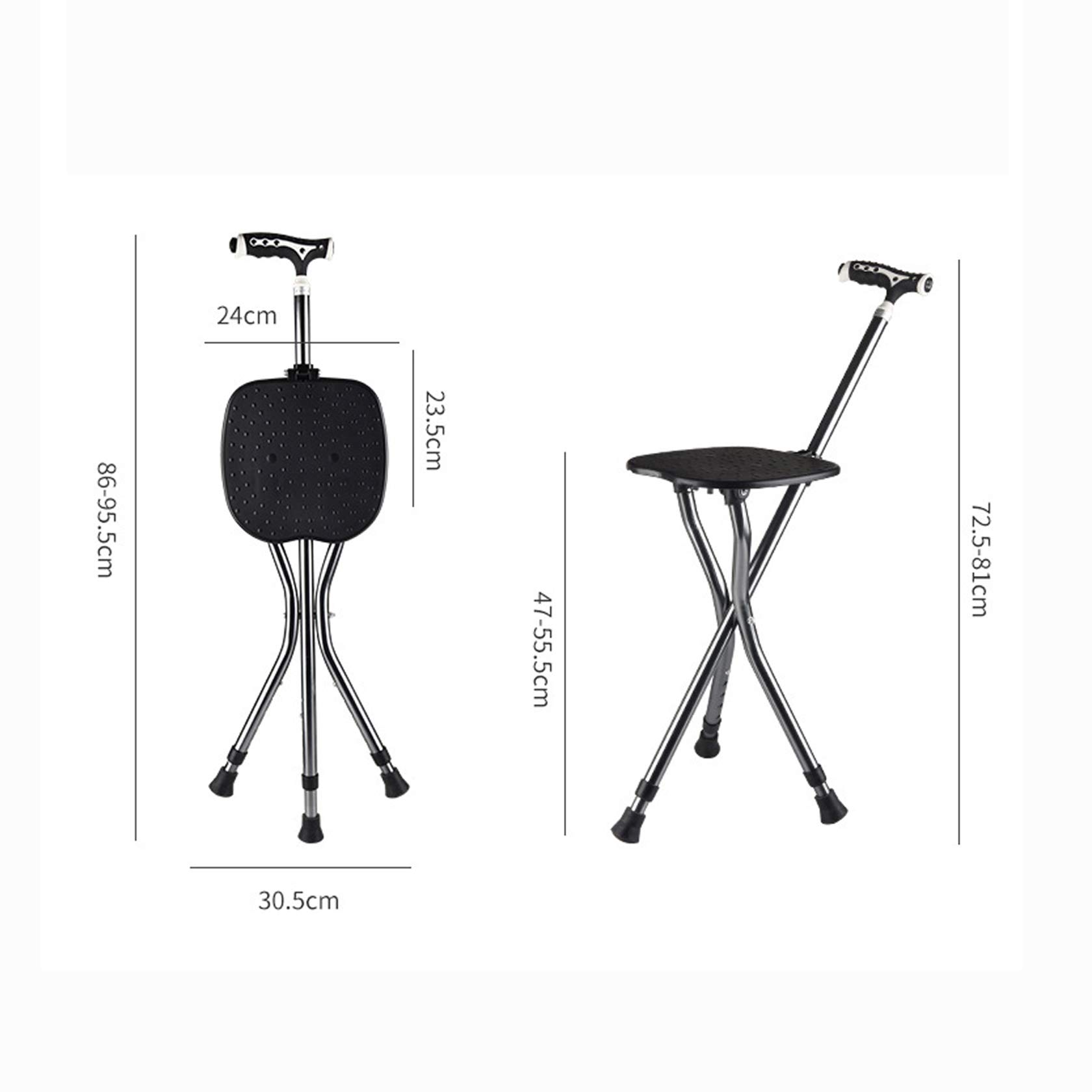 Asiento de bastón Plegable, bastón de Altura Ajustable con Asiento, con luz LED, bastón Combinado Ligero, para Personas Mayores, Taburete de Descanso para Viajes al Aire Libre, Silla Plegable Star of