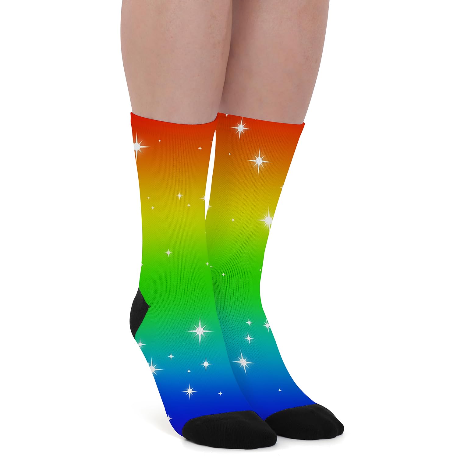 Magifuls Ankle-Support Long Compression Rainbow Gradient Star Dream Socks with Unique Patterns,High Elasticity Durable Casual Wear Sports,Heartwarming Gift