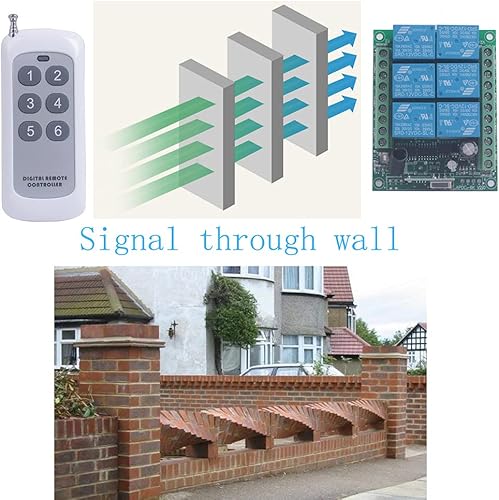 Miniatura 6 de Interruptor de relé de control remoto inalámbrico de 433 mhz 12 V CC, 6 canales, 12 V, relé remoto, transmisor y receptor, controlador de ventana de